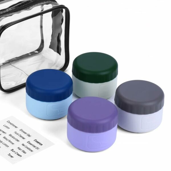 Dresse Travel Containers for Toiletries, Silicone Cream Jars TSA Approved Travel Size Containers, Leak-proof Refillable Travel Accessories with Lid for Cosmetic Face Body Hand Cream (4 Pack)