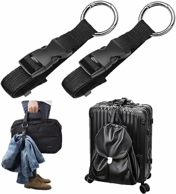 2 Pack Add a Bag Strap - Adjustable Suitcase Belt - Carry Your Extra Bags - Travel Attachment Travel Accessories for Connecting Your Luggage Jacket (Black)